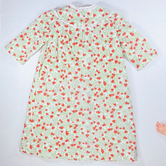 Vintage Girls Novelty Strawberry Fruit Print Quilted Dressing Gown Robe 6 - 8 - Picture 7 of 10